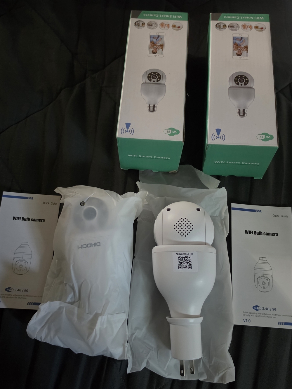 2 Pack WiFi Bulb Camera Smart Security Lights - White